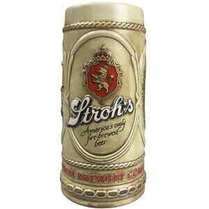 Vintage 1975 STROH’S Brewery Vintage Ceramic Beer Stein Fire-Brewed Americana